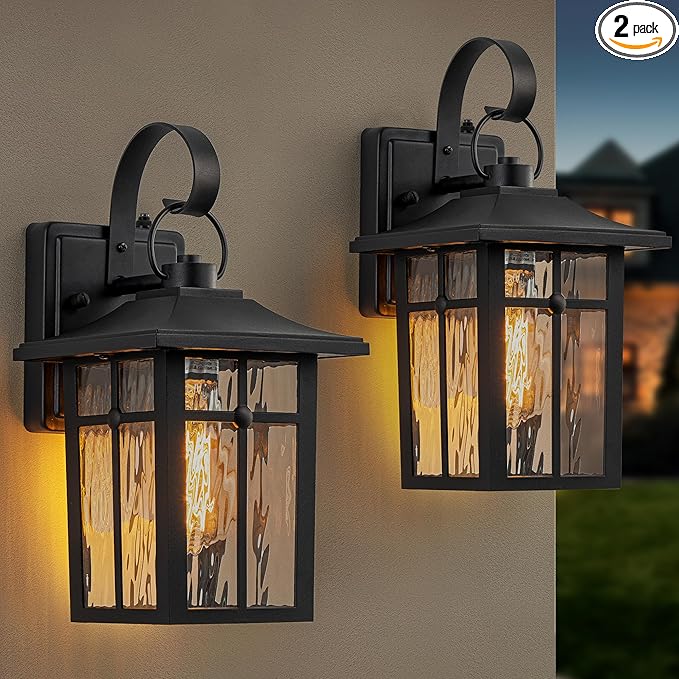 EDISLIVE Barry 2-Light Modern Black Outdoor Integrated LED Wall Lantern Sconce